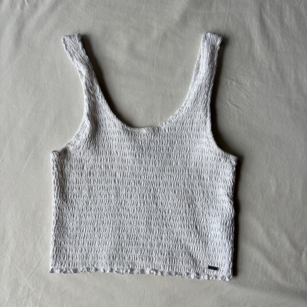 Hollister White Ribbed Crop Top - Size M